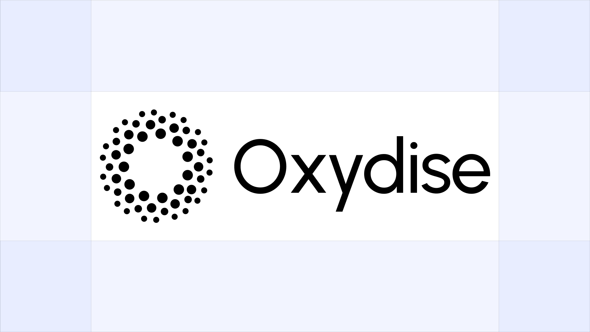 The Oxydise lockup with a grid showing the minimum clear space on every side.